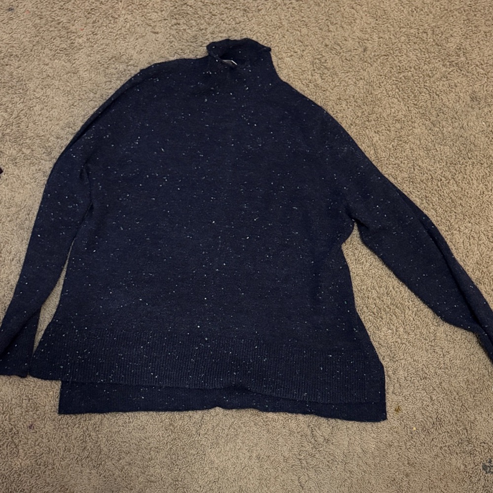 LOFT Dark Blue Speckled Turtleneck Sweater